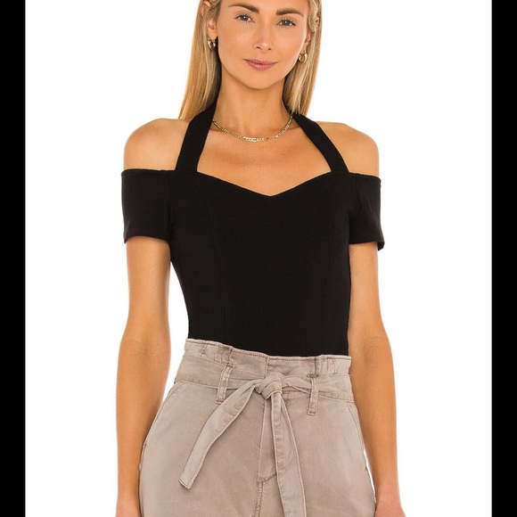 PAIGE Tops - PAIGE *Anemone* black stretch ribbed halter bodysuit XS